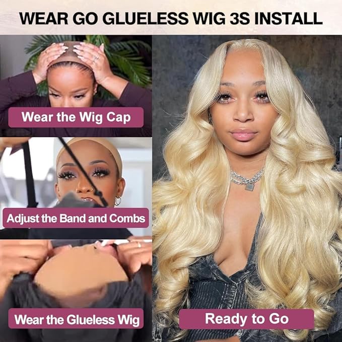 613 Lace Front Wig Human Hair 200% Density Blonde Glueless Wigs Human Hair Pre Plucked Pre Cut 7x5 Hd Closure Wear And Go Wig Blonde Wig Human Hair Body Wave For Women 26 Inch