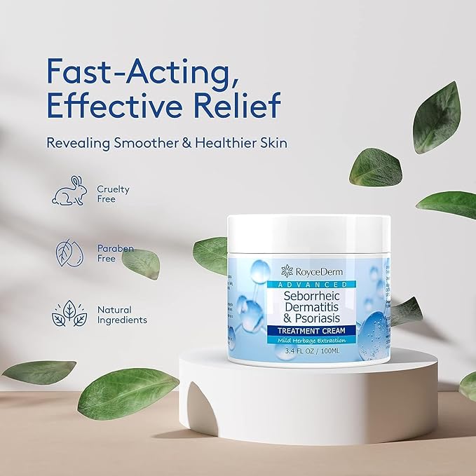 Roycederm Seborrheic Dermatitis Cream, Scalp Treatment for Psoriasis, Folliculitis, Dry Scalp, Dandruff, Anti-Itch Cream for Soothing Relief - 2 Pack