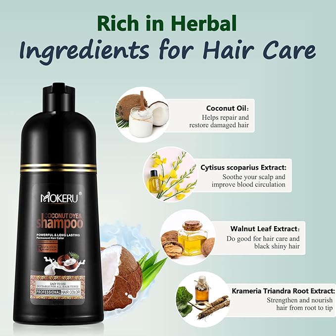 Fvquhvo Instant Light Coffee Brown Hair Color Shampoo for Lasting Color in Minutes, For Women and Men
