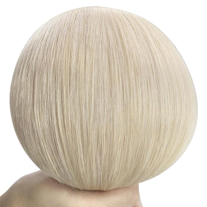 YoungSee Weft Human Hair Extensions Blonde Sew in Real Hair Extensions Platinum Blonde Soft and Silky Sew in Weft Human Hair Extensions 24Inch 100G