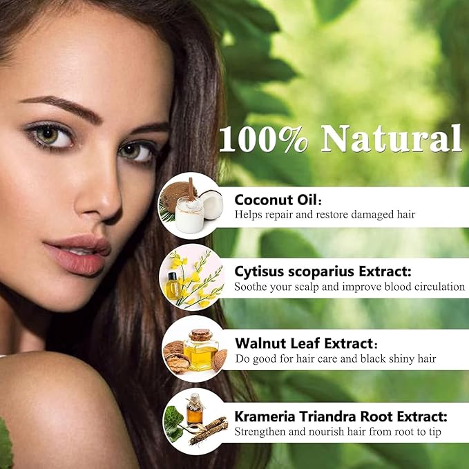 Dark Brown Hair Dye Shampoo, Instant Hair Color Shampoo, Covers Gray in Minutes, Long Lasting Brown Hair Dye, Coconut Dye Shampoo, Easy to Use 16.90 Fl Oz