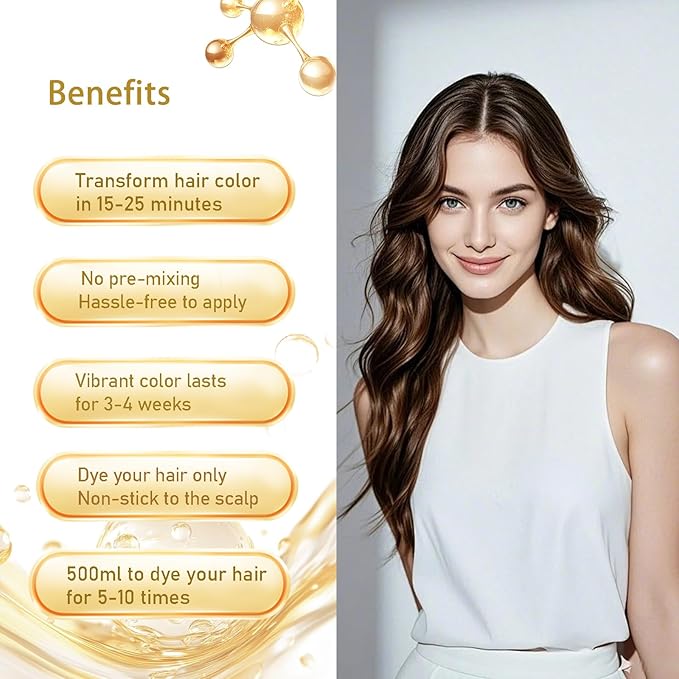 Brown Hair Dye Shampoo 3 in 1, Herbal Hair Color Shampoo, Long Lasting Brown Hair Dye, Shampoo Para Pintar el Cabello, Colors Hair in Minutes, Easy to Use, 16.90 Fl Oz