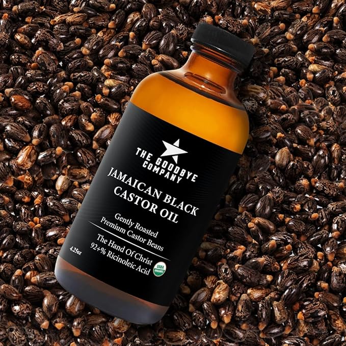 The Goodbye Company Black Castor Oil – USDA Certified Organic (120mL / 4.25oz) – Cold-Pressed & Unrefined – 100% Pure & Hexane-Free – Glass Bottle – Nourishing Oil for Eyebrow, Eyelash & Hair Growth