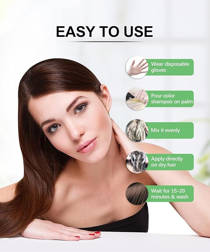 Herbishh Color Shampoo for Gray Hair - Enriched Formula with Conditioner - Long Lasting & DIY (CHESTNUT BROWN)