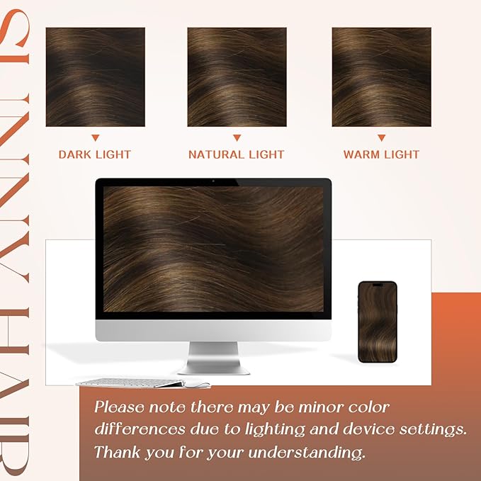 Sunny Hair Flat Tip Hair Extensions Human Hair, Seamless Ktip Human Hair Extensions, K Tip Human Hair Extensions Dark Brown with Medium Brown 18inch 50g