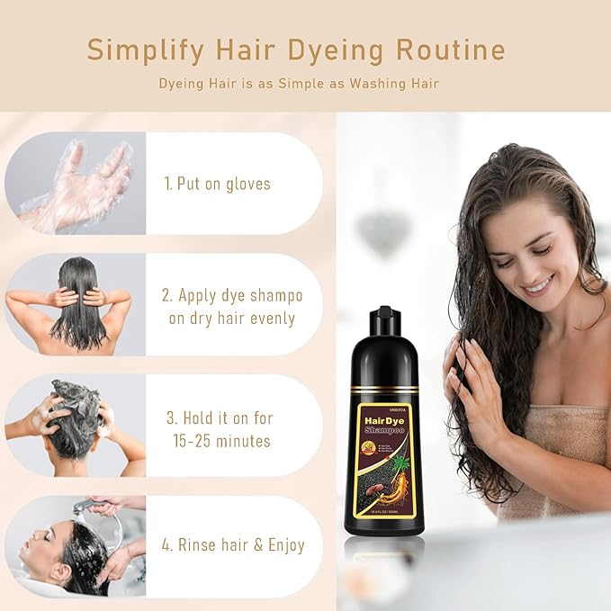 Light Brown Hair Dye Shampoo, Hair Color Shampoo for Women Men, Long Lasting Brown Hair Dye, Shampoo Para Pintar el Cabello, Colors in Minutes, Easy to Use, 16.90 Fl Oz