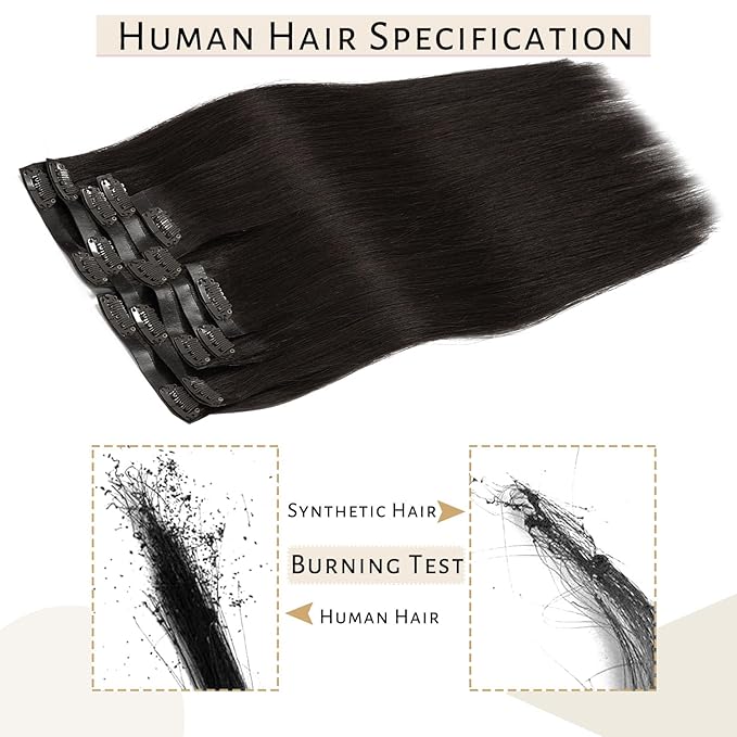 Caliee Seamless Clip in Hair Extensions Human Hair Natural Remy Hair Soft Silky Straight Color 2 Dark Brown Hair Extensions 7 Pcs 16 Inch 110 G Clip on Real Hair Gift for Women