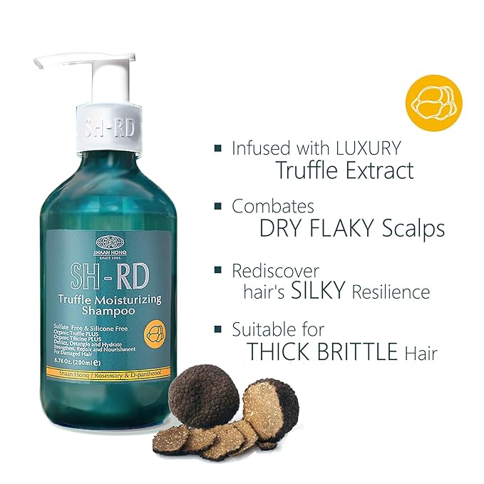 SH-RD Truffle Moisturizing Shampoo for Dry Damaged Hair | Shampoo with Truffle Extract, Keratin, Rosemary | Intense Hydration, Repair & Scalp Relief | Sulfate-Free - 6.76oz/200ml