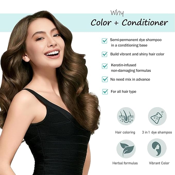 Fvquhvo Instant Light Coffee Brown Hair Color Shampoo for Lasting Color in Minutes, For Women and Men