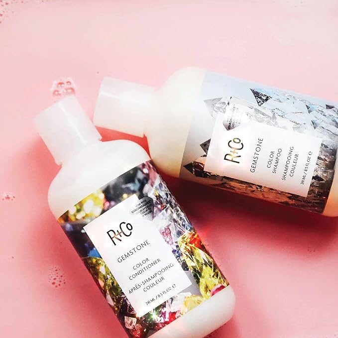 R+Co | Travel Sized | Gemstone Color Protection Shampoo and Conditioner Set for Preserving Color Treated Hair | Anti Frizz + Repairs + Nourishes | Vegan + Sulfate-Free | Set of 2