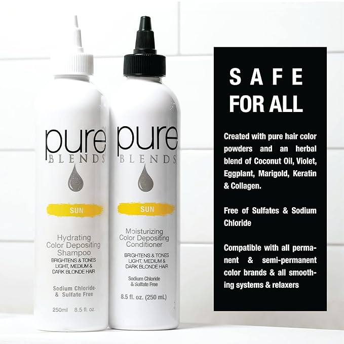 Sun Hydrating Color Depositing Shampoo - Brighten & Tone Faded Hair with Semi-Permanent Dye, Prevents Fade & Extends Color Service for Treated Hair 8.5 Oz.