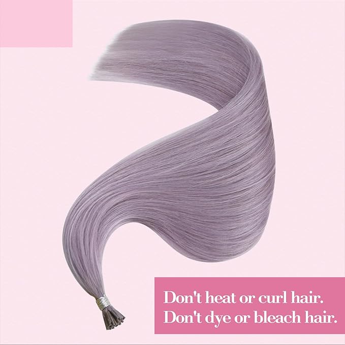 YoungSee Itip Hair Extension Real Human Hair Purple Itips Hair Extensions Real Human Hair Light Purple 24 Inch Tip Hair Extensions Color for Long Hair 25s 25g Stick Tip Hair Extensions Soft and Silky