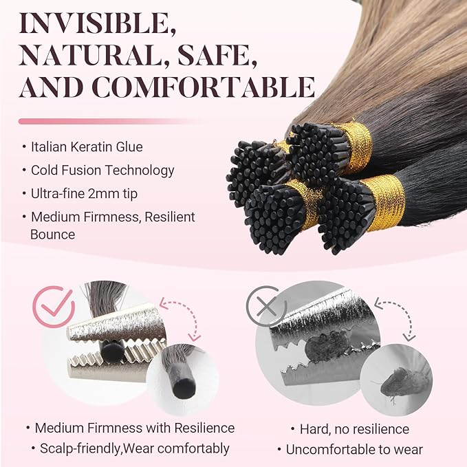 MAXITA I Tip Hair Extensions Human Hair,50g/50s Chocolate Brown 24 Inch Comfortable Wear, Invisible & Natural Cold Fusion, 100% Remy Human Hair Itip Keratin Hair Extensions