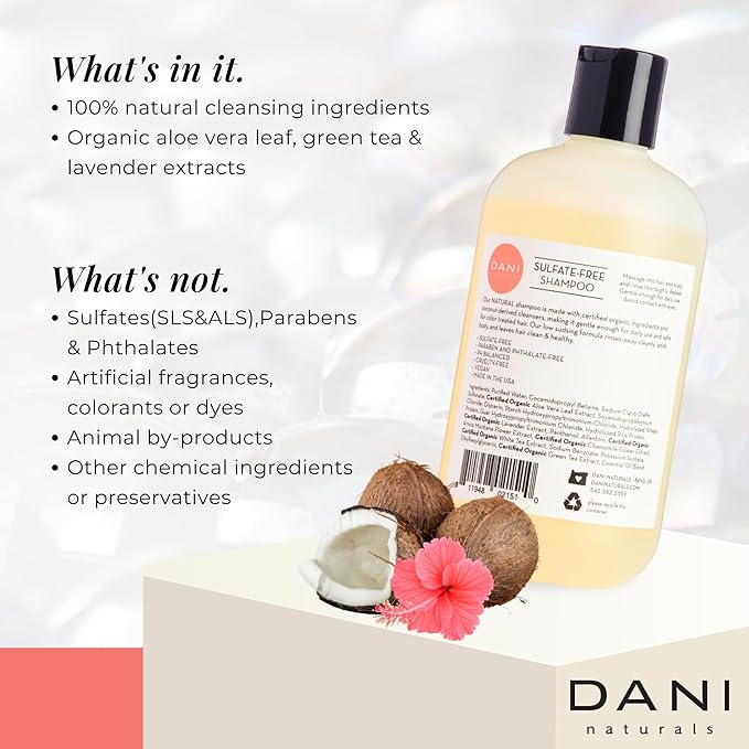 Naturals Moisturizing Shampoo - Coconut Hibiscus - Sulfate-Free, Strengthens & Conditions Dry, Thin, Damaged Hair - Color-Safe, Organic Ingredients, 12 oz