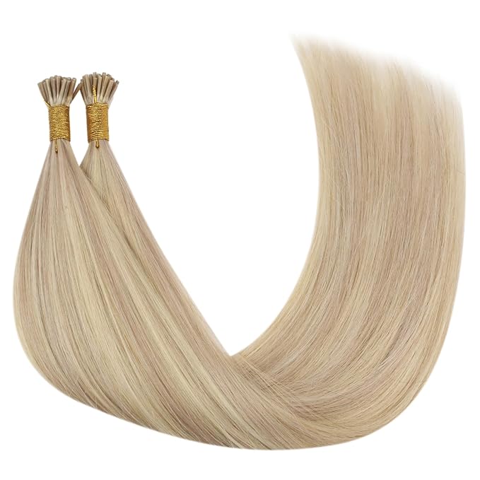 YoungSee I Tip Hair Extensions Human Hair Blonde Itips Hair Extensions Human Hair Highlight Ash Blonde with Blonde Itip Extensions 18In Invisible Tip Hair Extensions Human Hair Silky Hair 60s 50g