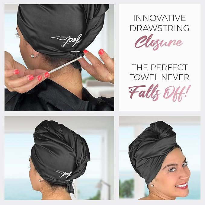 THE PERFECT HAIRCARE Curly Hair Girls Microfiber Plopping Towel Set Gift - Anti-frizz Silky Smooth Hair Drying Wrap for Women - Super Absorbent Large Hair Towel + 2 Scrunching MicroPlop Towels