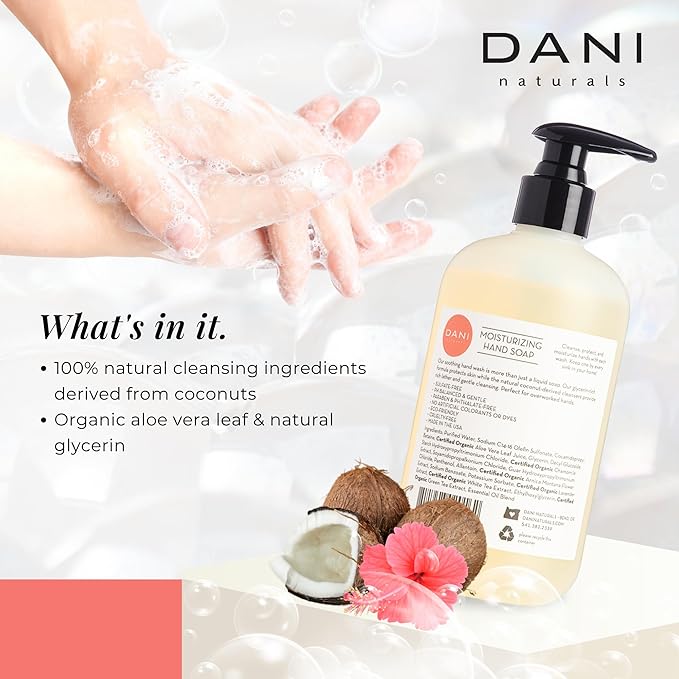 Naturals Moisturizing Hand Soap – Coconut Hibiscus Scent, Hydrating, Sulfate-Free & Paraben-Free, 12 Oz Bottle with Pump, Gentle Cleansing for Dry Skin