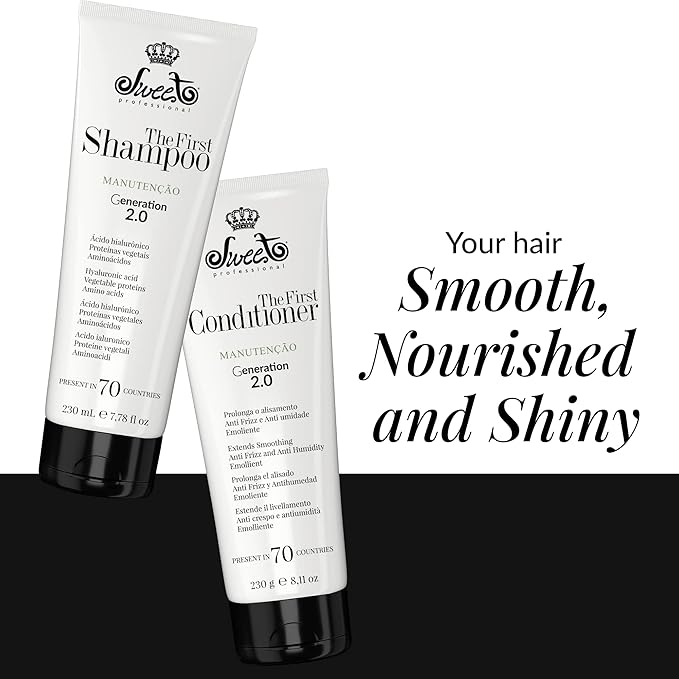 Shampoo & Ultra Conditioner Set – Hair Straightener Treatment, Hydration Maintenance - Anti-Frizz For All Hair Types - 230ml/7.78floz & 230g/8.11oz - Pack of 6 - Sweet Pro