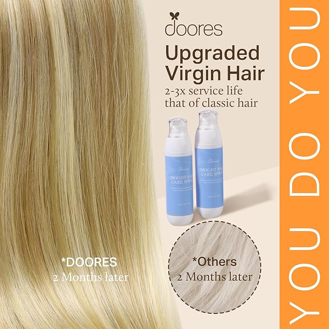 DOORES I Tip Hair Extensions, Light Blonde Highlighted Golden Blonde 50g/100s 14 Inch, Cold Fusion Hair Extensions Remy Silky Straight Hair