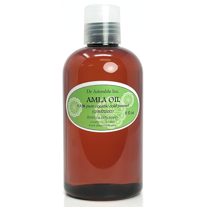 Dr Adorable - 8 oz - Organic AMLA OIL UNREFINED - 100% Pure Cold Pressed Extra Virgin for Healthy Hair and Moisturized Scalp