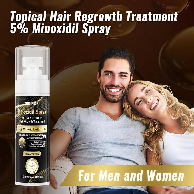 5% Minoxidil Spray for Men & Women (4 Month Supply)-Extra Strength Hair Growth Spray with Biotin & Castor Oil,Clinically Proven for Thinning Hair & Beard Regrowth, Non-Greasy Formula 4 pack(8.12 oz)