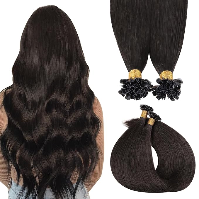MAXITA U Tip Hair Extensions Human Hair, Dark Brown Hair Extensions Real Human Hair, 50g/50 Strands/Pack, 18 In Virgin Human Hair