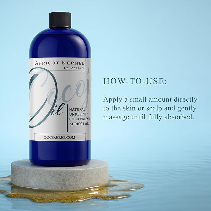 Apricot Kernel Oil - Pure Natural Unrefined Cold Pressed Vegan Non GMO Natural Skin Moisturizing for Hair Skin Face- Raw Bitter Scent - Packaging May Vary (32 oz)