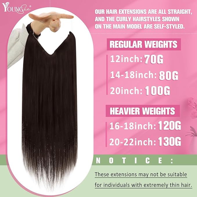 YoungSee Wire Extensions Brown Wire Hair Extensions Real Human Hair Darkest Brown Secret Hair Wire Extensions Brown Wire Couture Human Hair Extensions Hair Extensions Real Human Hair 80G 16Inch