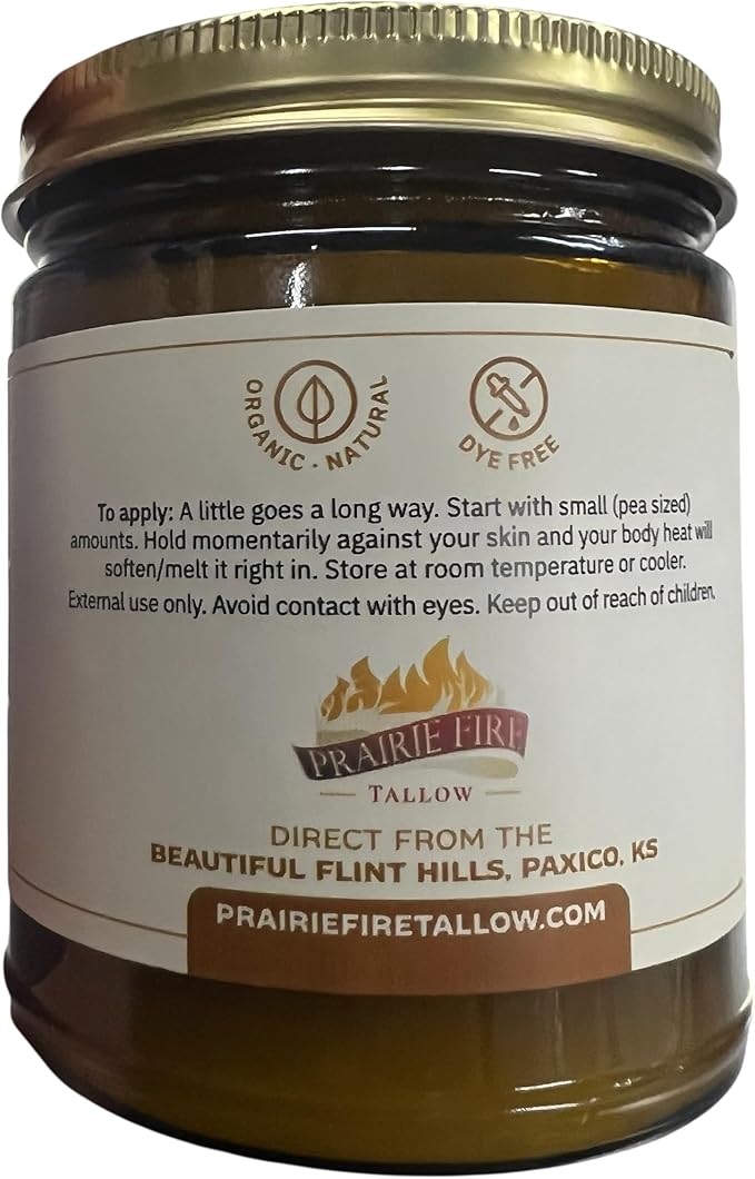 Beef Tallow Balm - 8 oz - Made in USA - Organic Grass Fed and Finished - Moisturizing Skin Care Orange