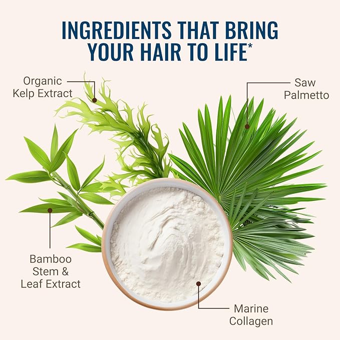 Hair La Vie Live Conscious Revitalizing Blend Hair Growth Vitamins for Women to Support Health of Hair - Supplements w/Biotin, Collagen & Saw Palmetto for Thick, Full Hair - 60 Caps