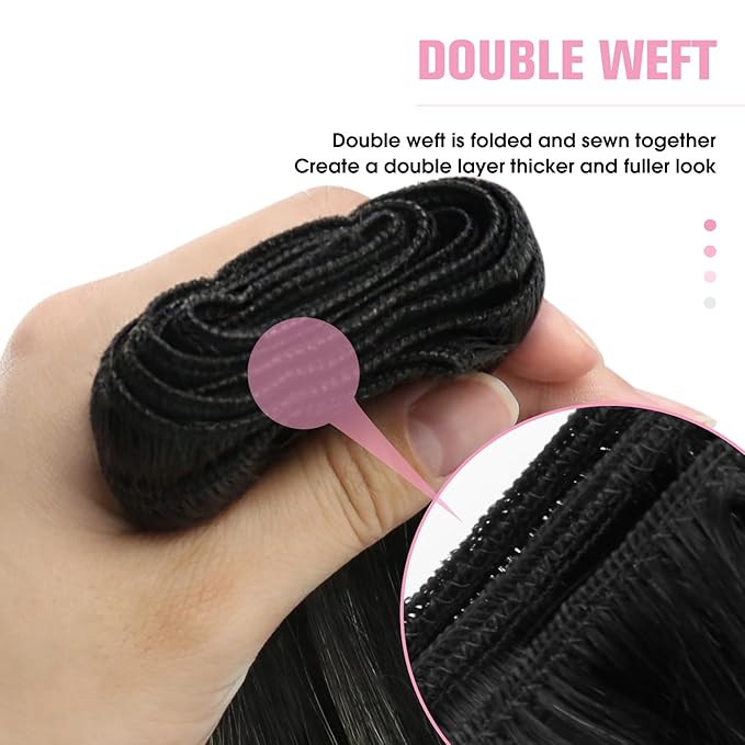 YoungSee 125G Weft Hair Extensions Human Hair Ombre Black Sew in Extensions Human Hair Blend Of Black And Silver with Black Roots Sew in Real Hair Extensions 22In Long Hair Weft