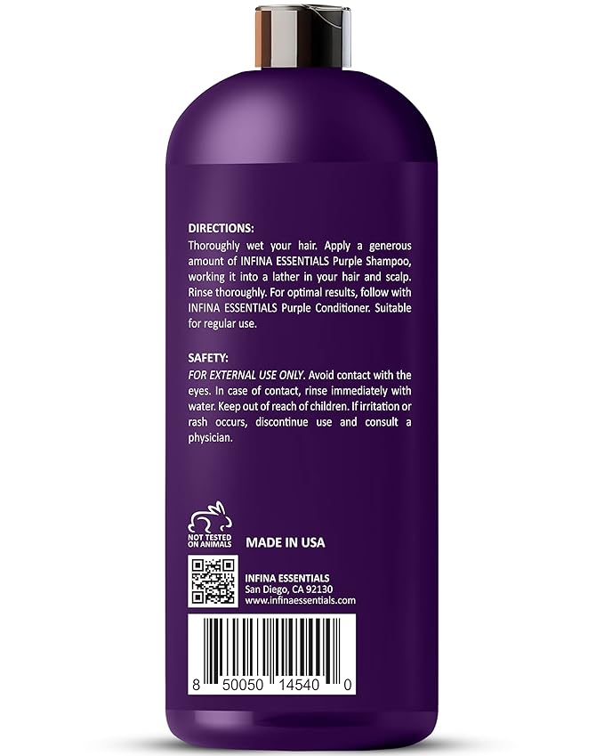 Purple Shampoo for Blondes, Gray, Brassy & Color Treated Hair, Sulfate Free, Enriched with Green Tea & Chamomile & Avocado Oil - Nourishing & Hydrating Blonde Shampoo - 16 fl oz