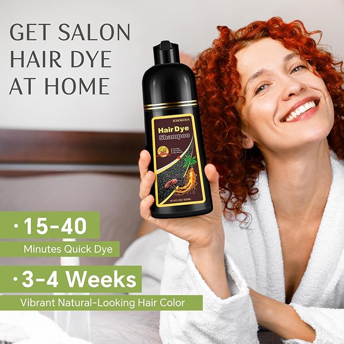 Brown Hair Dye Shampoo 3 in 1, 100% Gray Reducing, Instant Hair Color for Gray Hair Coverage, Natural Shampoo Hair Dye for Women Men Dark Coffee, Easy To Use & Lasts 3-4 Weeks & All Hair Types, 500 ml