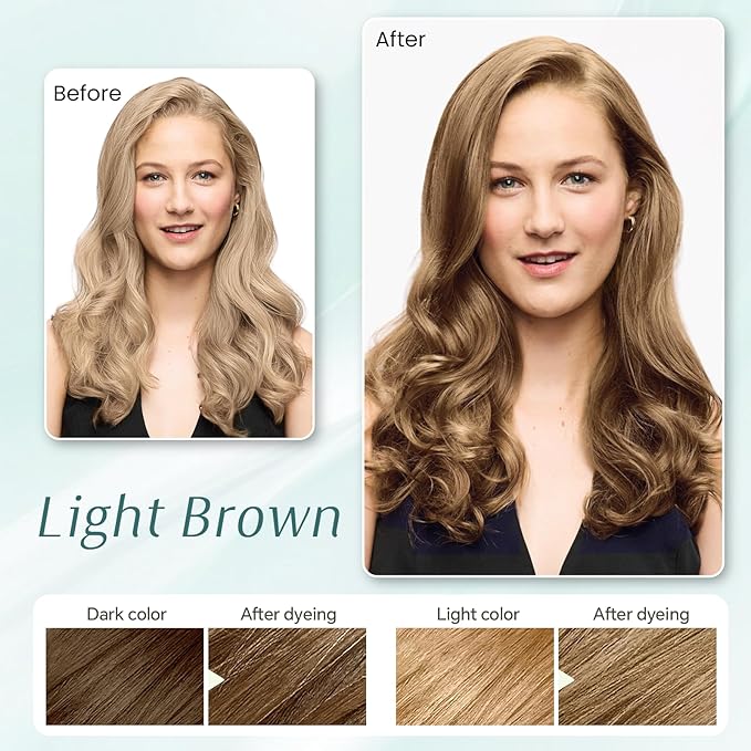 Light Brown Hair Dye Shampoo 3 In 1, Instant Tea Tree Hair Color Shampoo Hair Dye for Women Men, Champu Para Canas for All Hair Types, Easy Use Last 3-4 Weeks Root Touch Up, 500 ml