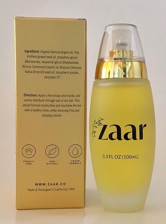 Zaar Natural Argan Oil, Argan Oil for Hair, Smooth & Shine Hair Polisher, Argan Oil of Morocco for Anti Frizz Control, Hair Growth