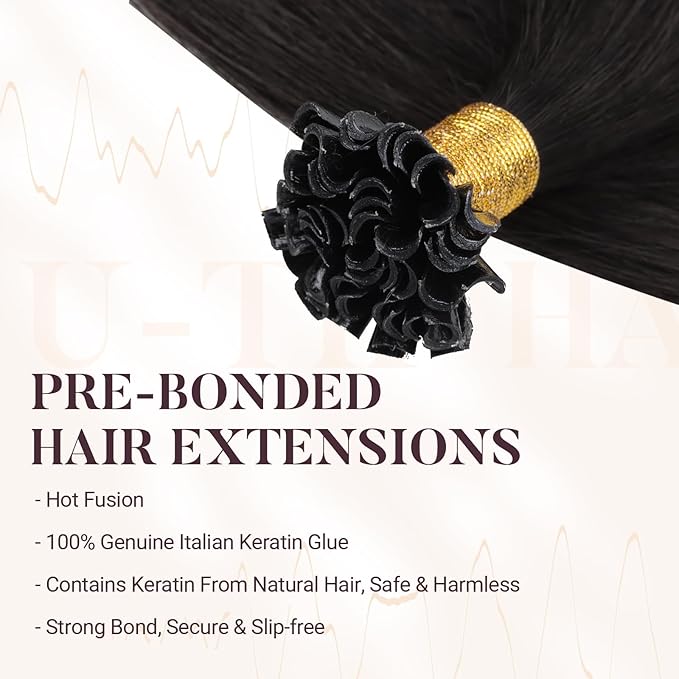 MAXITA U Tip Hair Extensions Human Hair, Natural Black Hair Extensions Real Human Hair, 50g/50 Strands/Pack, 22 In Virgin Human Hair