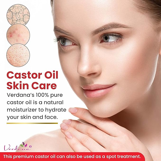 Verdana Organic Castor Oil – 1 Gallon Bulk – USDA Organic, Cold Pressed, Hexane-Free – For Hair Growth, Eyelashes, Skin & Castor Oil Packs