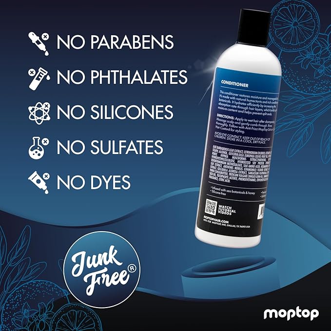 MopTop Salon Daily Conditioner – Color Safe Salon Quality Hair Moisturizer to Restore Dry, Damaged Hair & Reduce Frizz, Sulfate & Paraben Free Hair Care for All Hair Types (Lemon Sage, 32oz)