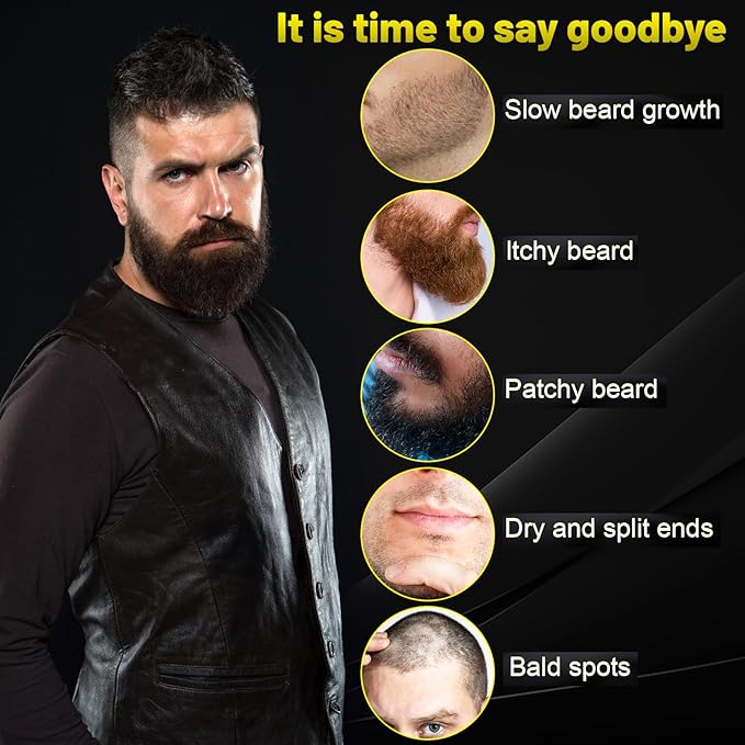 Beard Oil,Maximun Thickening Biotin, with Castor Oil and Argan & Jojoba Oils, Promotes Beard Growth, Styles, Strengthens & Softens Beards & Mustaches,1 Ounce*2(2 Pack)