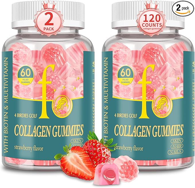 Collagen Gummies for Women Sugar Free, Hydrolyzed Collagen Peptides Gummies Type I, II, III, V, X with Biotin, Zinc Vitamins C A B D E for Skin Hair Nails, Bone,120 Count