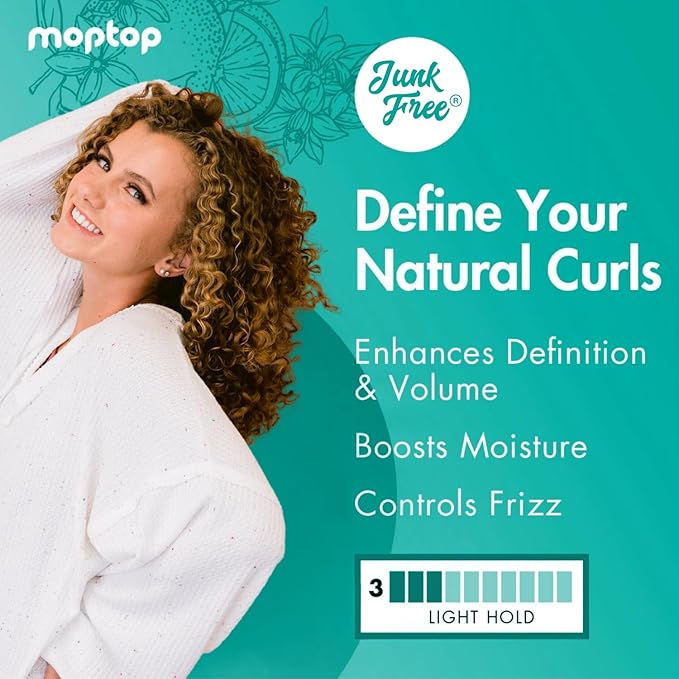 MopTop Curl Cream - Moisturizing Curl Activator for Frizz Control & Volume, Curl Styling Cream for Wavy, Curly & Coily Hair, Made with Junk-Free Natural Ingredients (Citrus Kumquat Fragrance, 2.5oz)