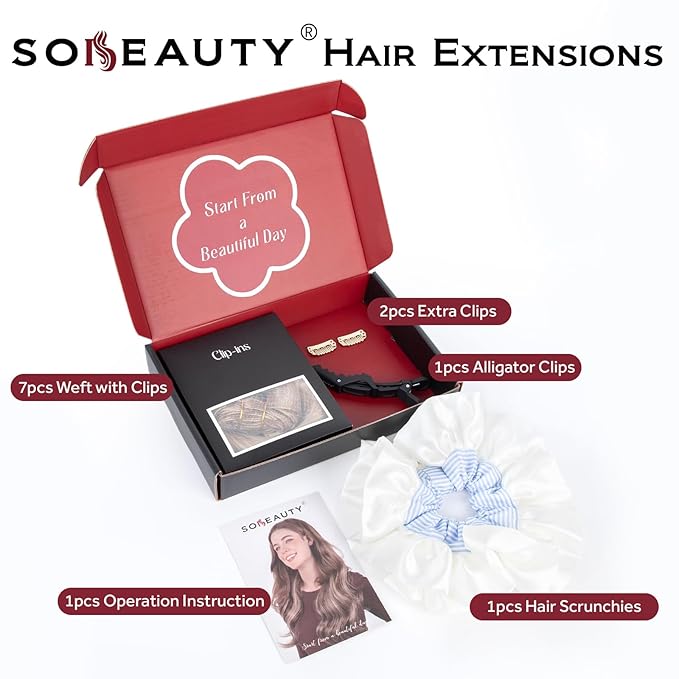 Clip in Hair Extensions Real Human Hair, Silky Remy Hair Extensions Clip Ins, Salon Quality Natural Human Hair, Light Blonde Highlighted Golden Blonde #P16/22 16Inch 120G 7PCS