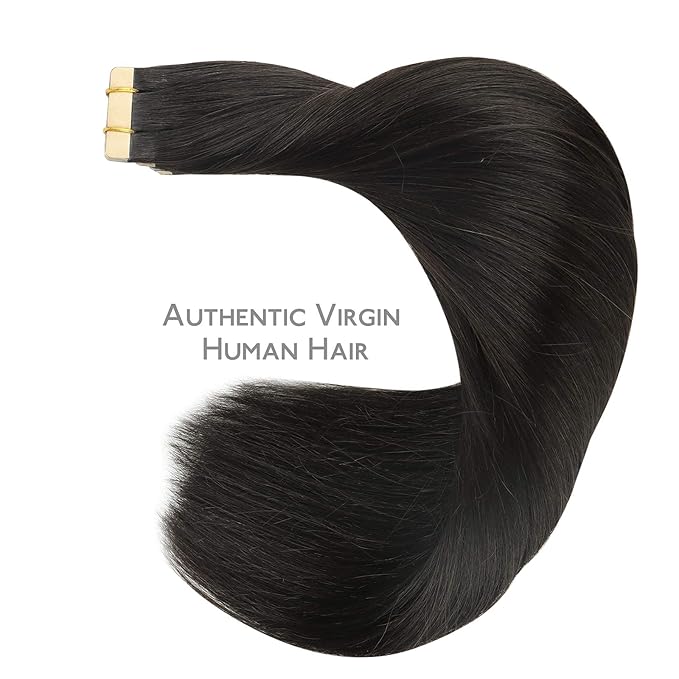 WENNALIFE Tape in Hair Extensions Human Hair, 20pcs 50g 22 inch Natural Black Remy Hair Extensions Straight Human Hair Tape in Extensions Skin Weft Tape Extensions Human Hair