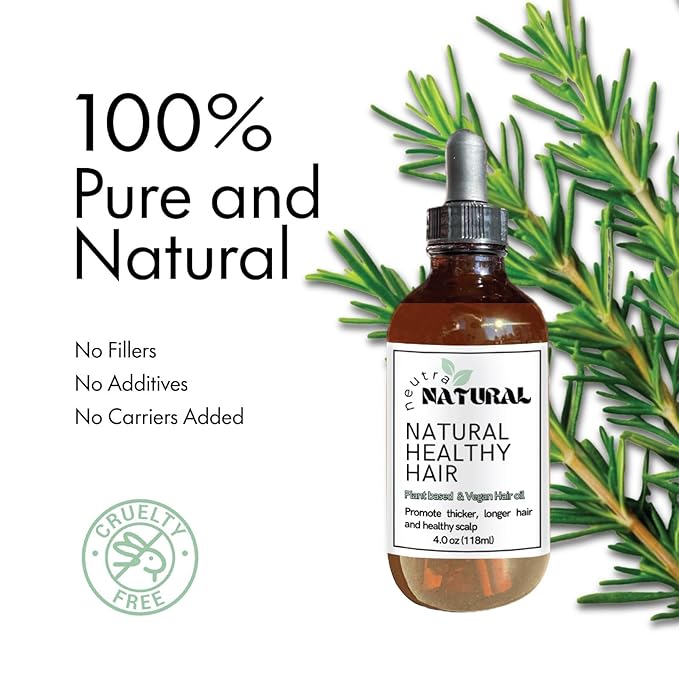 4Oz Plant Based Hair Oil. Neutral Natural Vegan Hair Oil, Tik Tok, Castor oil, Rosemary, Coffee, Cloves, Botanic Oil, Thicker Hair, Hair Growth,Veganic Clean Formula.