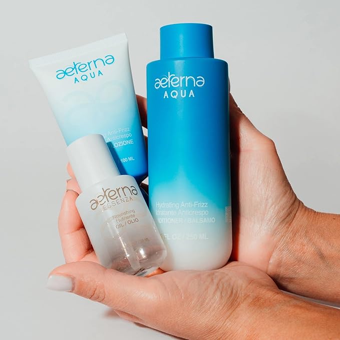Aeterna AQUA Anti-Frizz Conditioner - Deep Hydrating Conditioner with Aloe Vera & Natural Oils for All Hair Types | Sulfate Free - Repairs & Smooths Damaged Hair - 250 ml