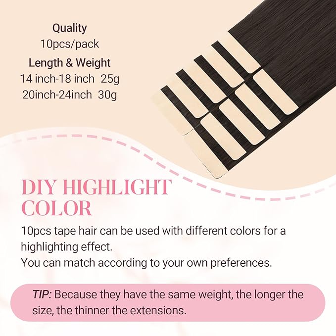 MAXITA Tape in Hair Extensions Human Hair Dark Brown 20 Inch 30g 10pcs Remy Human Hair Extensions Straight Seamless Tape in Skin Weft Extensions for Women