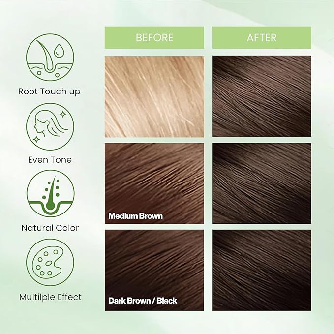 Dark Brown Hair Dye Shampoo 3 in 1, Instant Natural Hair Color Shampoo for Women Men 100% Gray Hair Coverage Champu Para Canas Mujer, Lasting 3-4 Weeks & Easy to Use & All Hair Types, 500ml