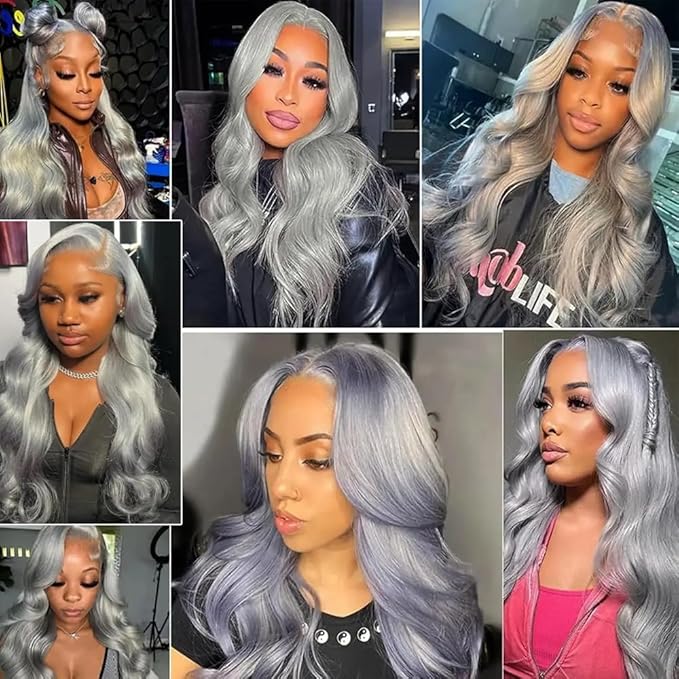 Grey Body Wave Bundle Light Grey Bundles Human Hair Silver Bundle Niegmeag Double Weft Virgin Remy Pure Gray Human Hair Bundle 300g