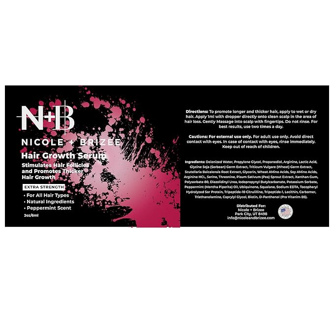 N+B Hair Growth Serum - Helps Promote Thicker, Fuller, & Healthier Hair w/Biotin, Natural-Based Formula, Helps Prevent Hair Fall & Thinning, For Women In All Hair Types - (2oz.) (3-Pack)