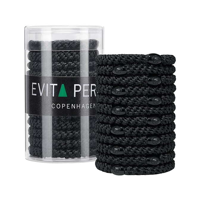 EVITA PERONI Hair Ties 12 Pcs Set, High Elastic Ponytail Holders, Hair Ties No Damage for Thick Curly Hair Women Men, Mothers Day Gifts (Black)